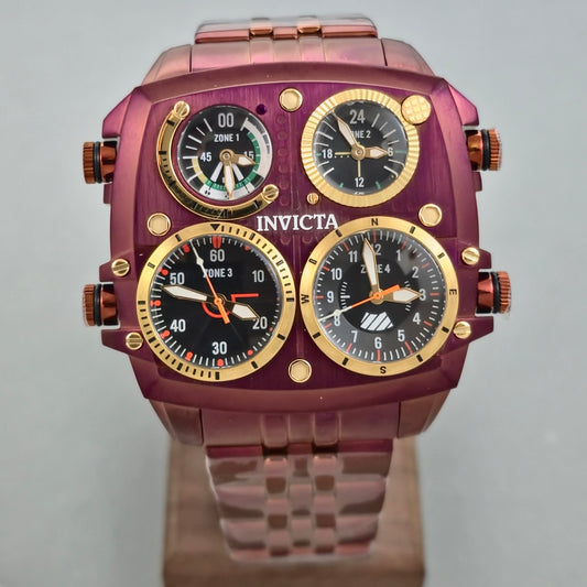 Reloj INVICTA Aviator Zulu 4Zone Burgundy 50mm (50656) + Estuche Aluminio