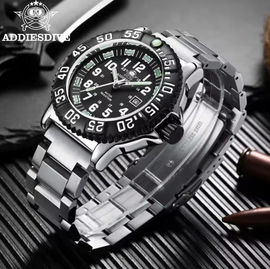 Reloj ADDIESDIVE Estilo Militar Acero Inox 50 Metros