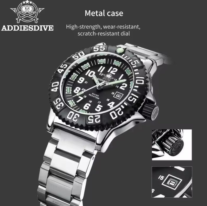 Reloj ADDIESDIVE Estilo Militar Acero Inox 50 Metros