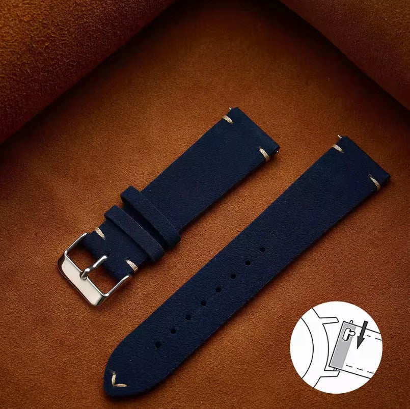 Correa Cuero Aspero Blue 20mm