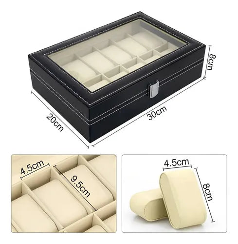 Organizador De Reloj 12 Compartimientos Elegante