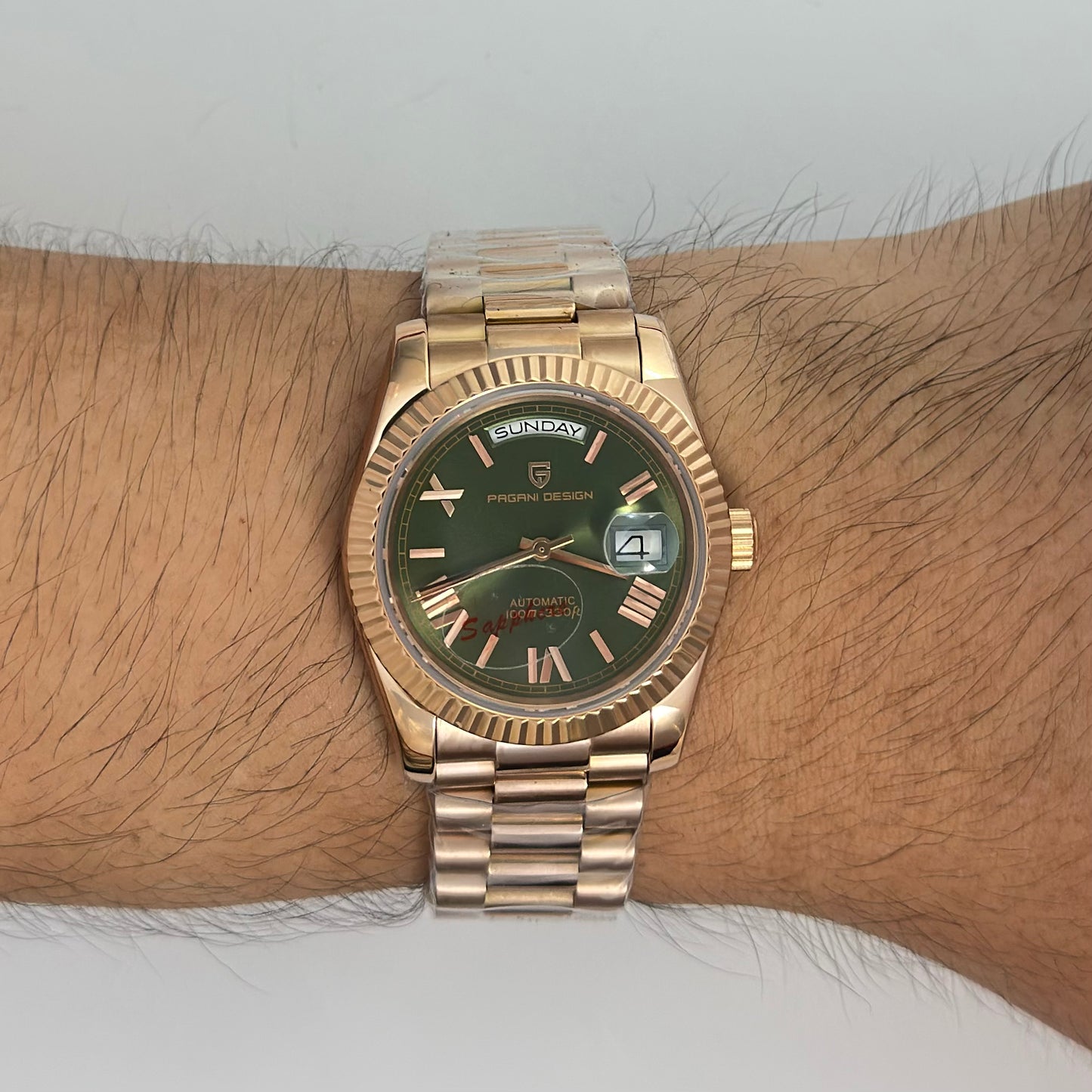 Reloj Automático PAGANI DESIGN Day-Date President Verde Oliva (PD1752)