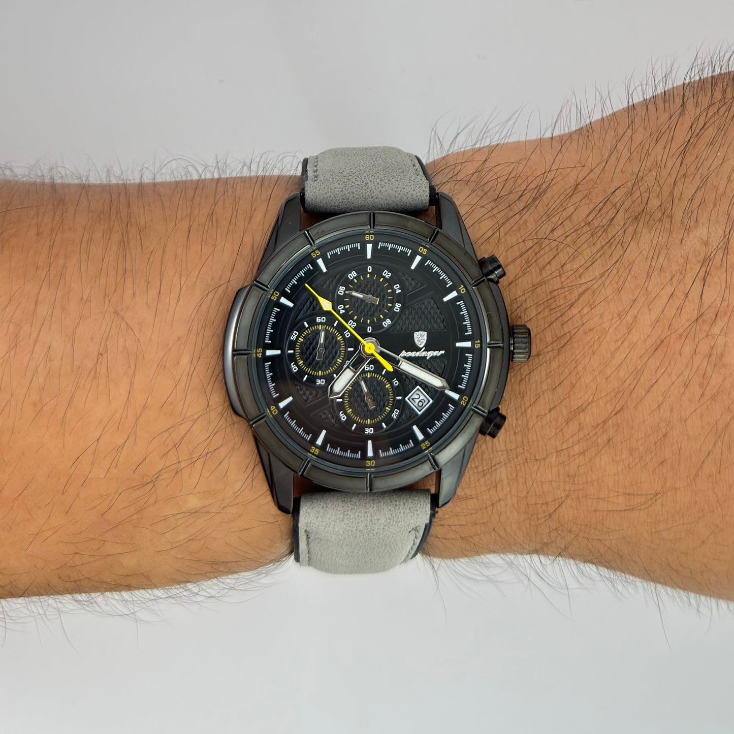 Reloj POEDAGAR Cuero Gris Cronógrafo