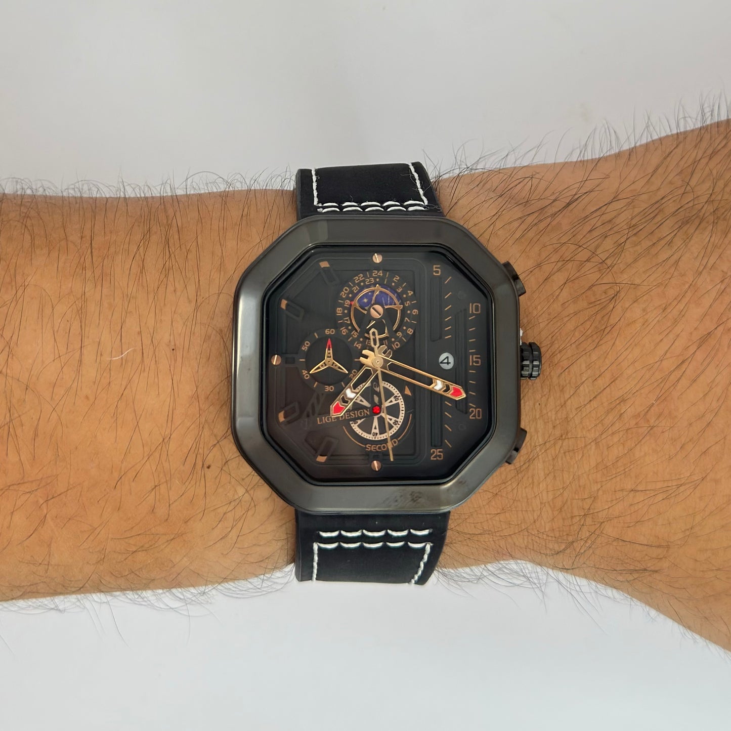 Reloj LIGE Black Cuero Cronografo