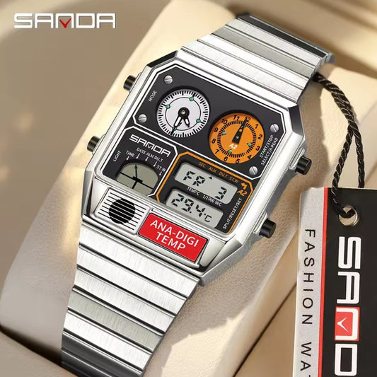 Reloj SANDA Cronógrafo Retro Digital Temp
