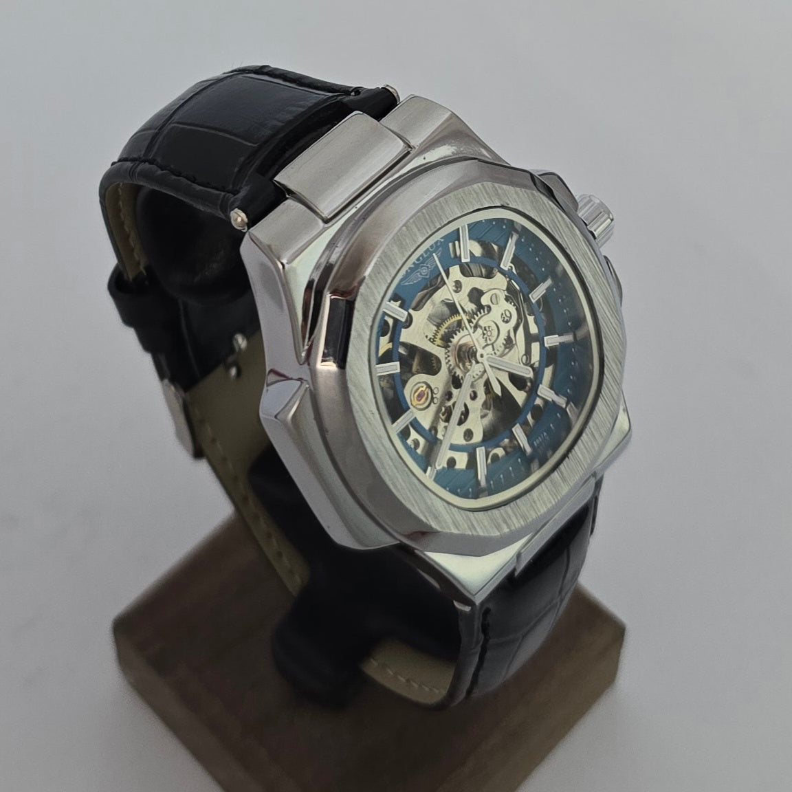Reloj Automático Mecánico LONGLUX Cuero Blue