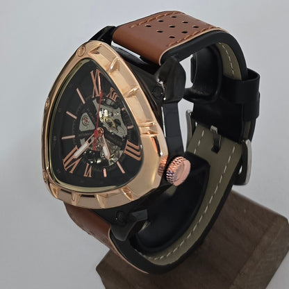 Reloj Automático Mecánico LONGLUX Estilo Triangular Rose Brown