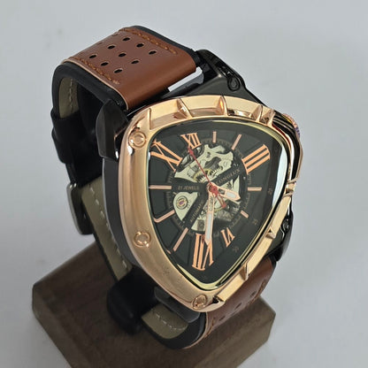 Reloj Automático Mecánico LONGLUX Estilo Triangular Rose Brown