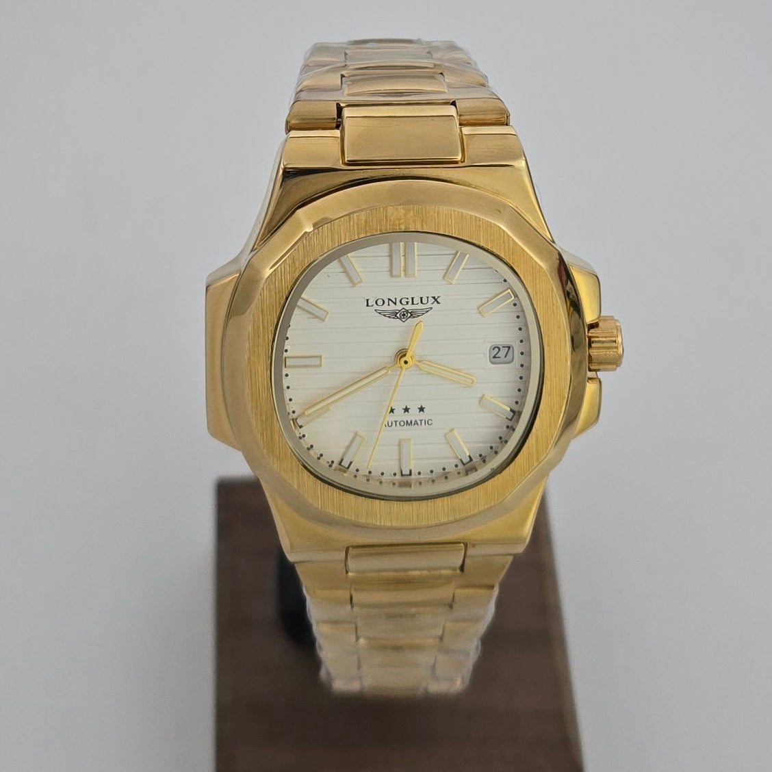 Reloj Automático Mecánico LONGLUX Gold White Original