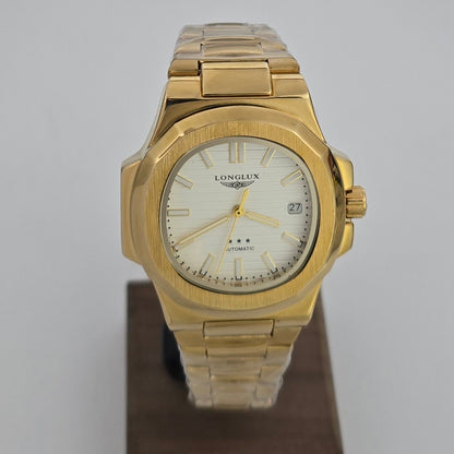 Reloj Automático Mecánico LONGLUX Gold White Original