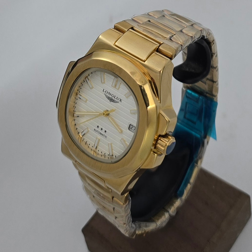 Reloj Automático Mecánico LONGLUX Gold White Original