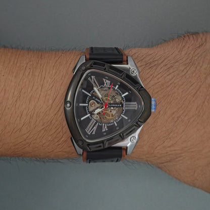 Reloj Automático Mecánico LONGLUX Estilo Triangular Silver Black