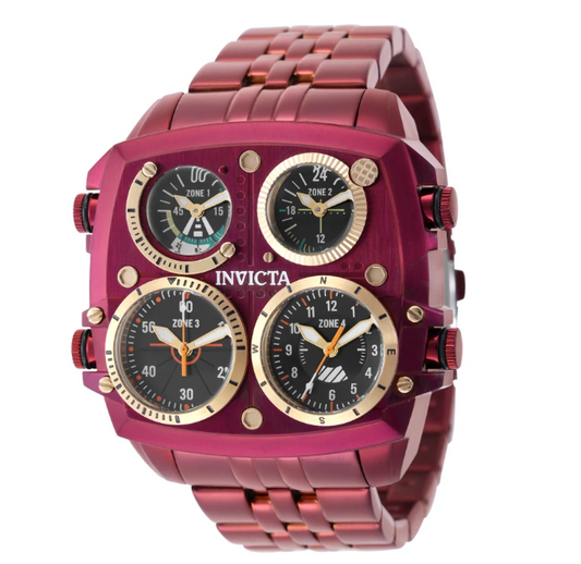 Reloj INVICTA Aviator Zulu 4Zone Burgundy 50mm (50656) + Estuche Aluminio