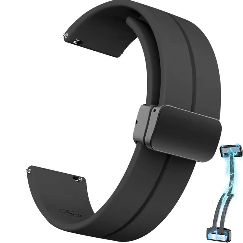 Correa Silicona Magnetic Black 20mm Solido y Transpirante