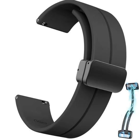Correa Silicona Magnetic Black 20mm Solido y Transpirante