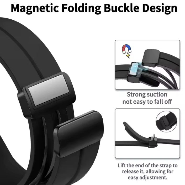 Correa Silicona Magnetic Black 20mm Solido y Transpirante