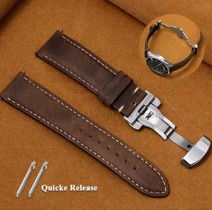 Correa Cuero Genuino Cierre Mariposa 20mm