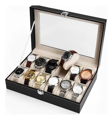 Organizador De Reloj 12 Compartimientos Elegante