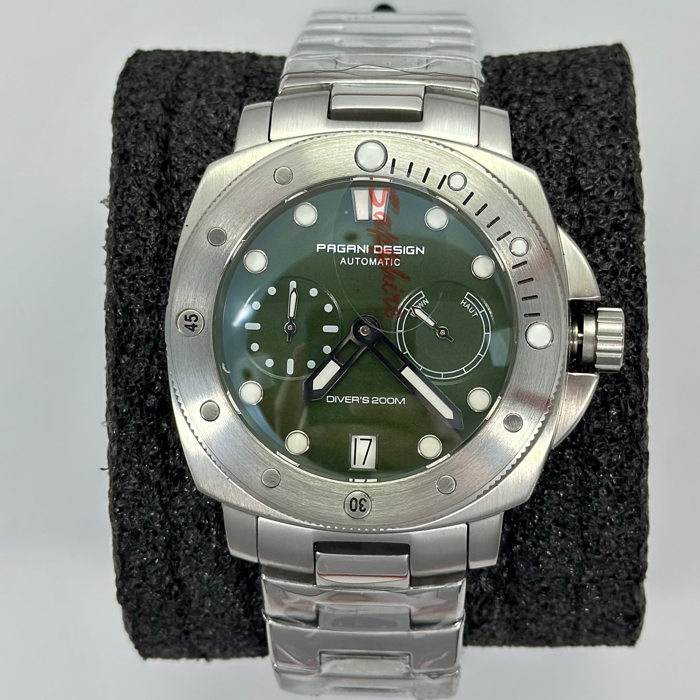 Reloj Automático PAGANI DESIGN Submersible Green Militar (PD1767)