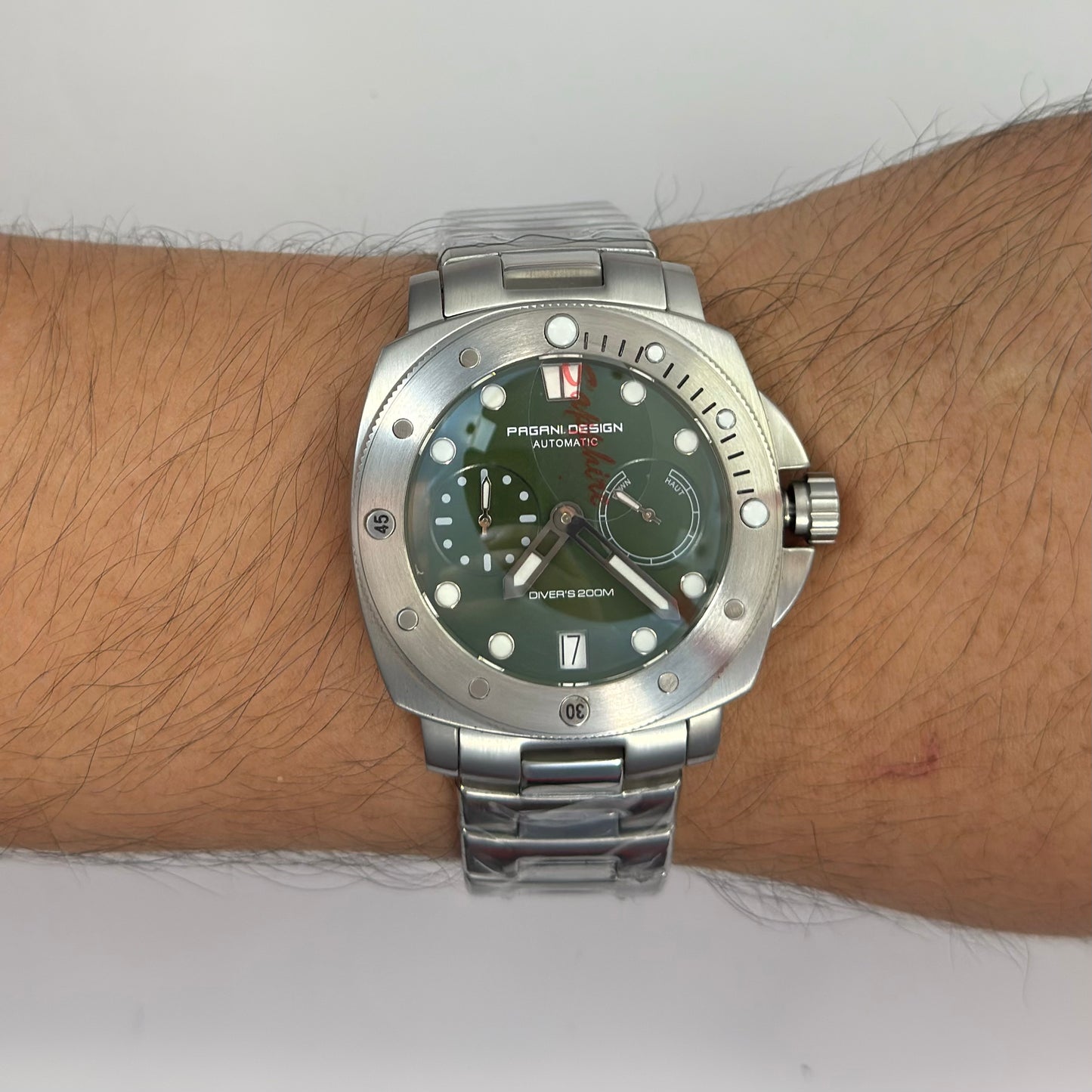 Reloj Automático PAGANI DESIGN Submersible Green Militar (PD1767)