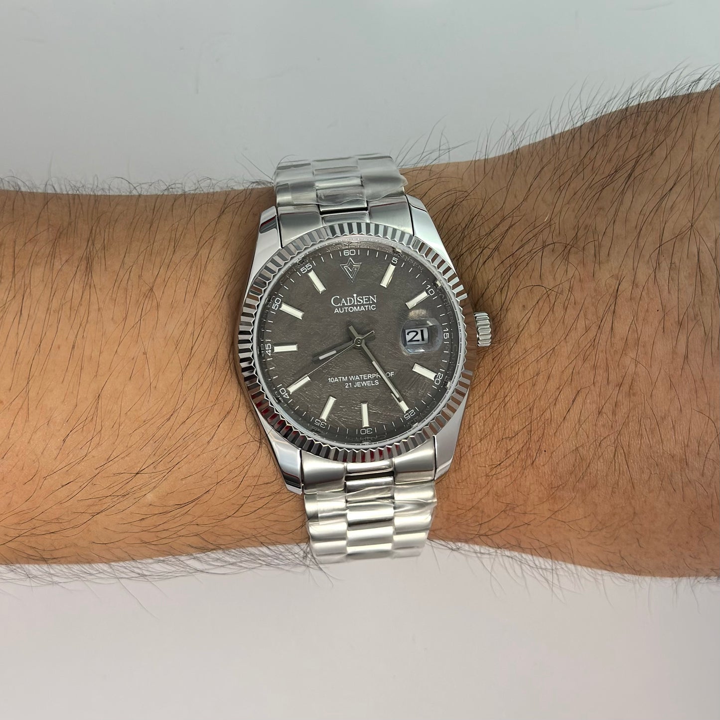 Reloj Automático CADISEN Inspiración Date Just Gris (C8214M)