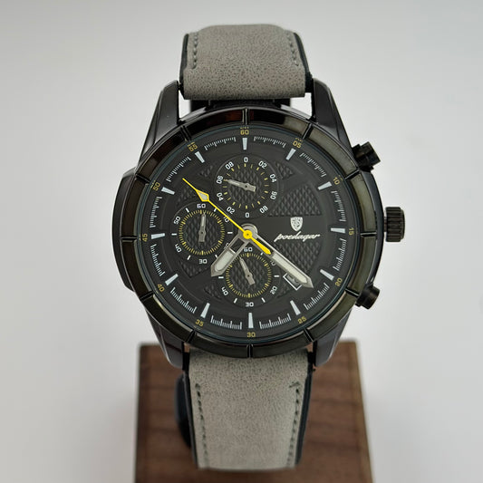 Reloj POEDAGAR Cuero Gris Cronógrafo