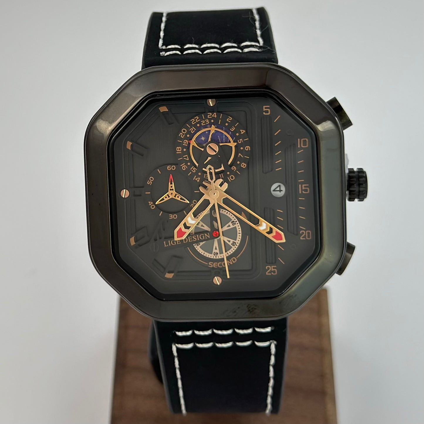 Reloj LIGE Black Cuero Cronografo