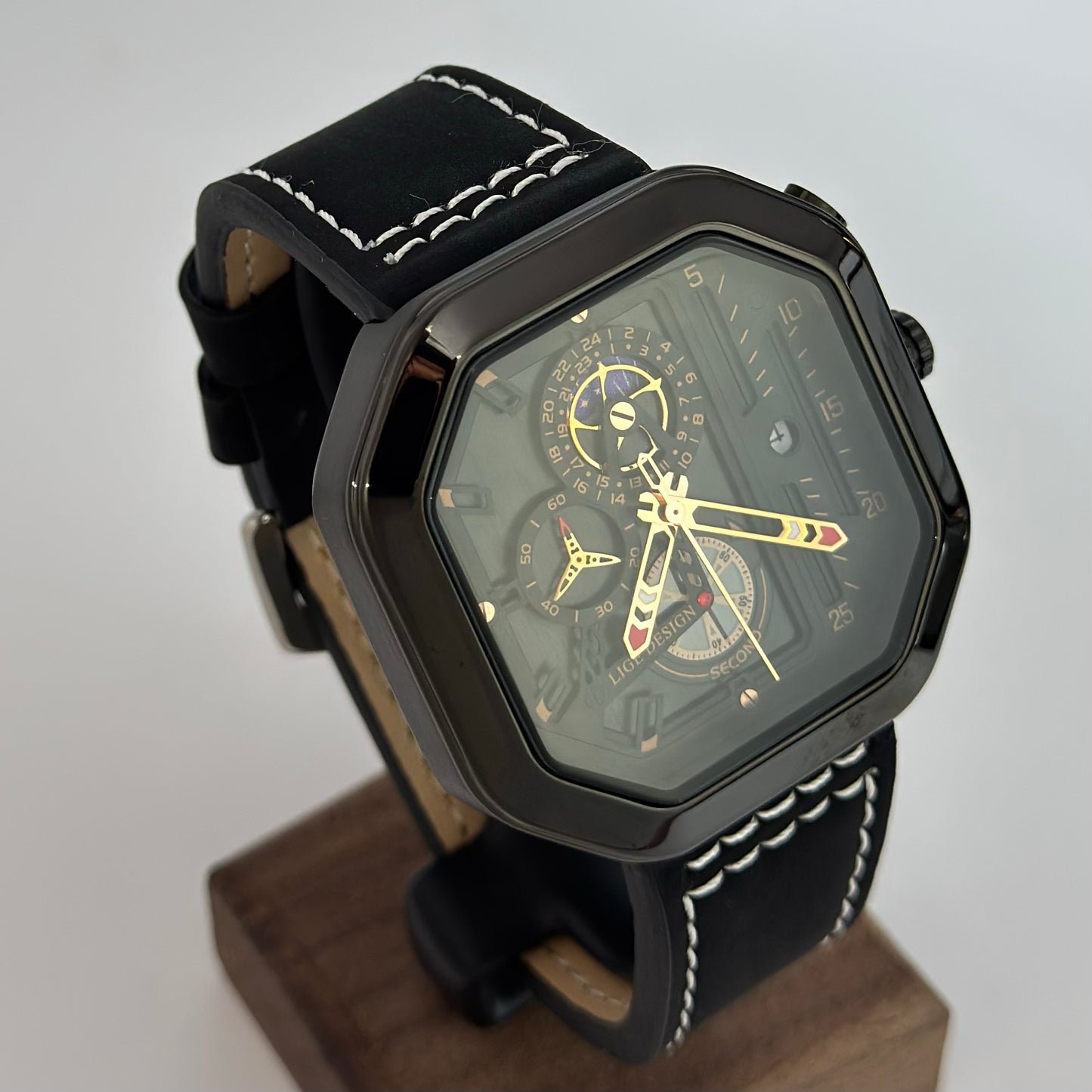 Reloj LIGE Black Cuero Cronografo