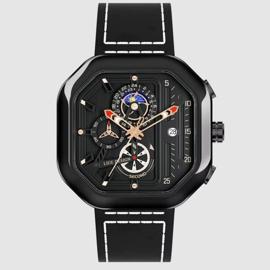 Reloj LIGE Black Cuero Cronografo