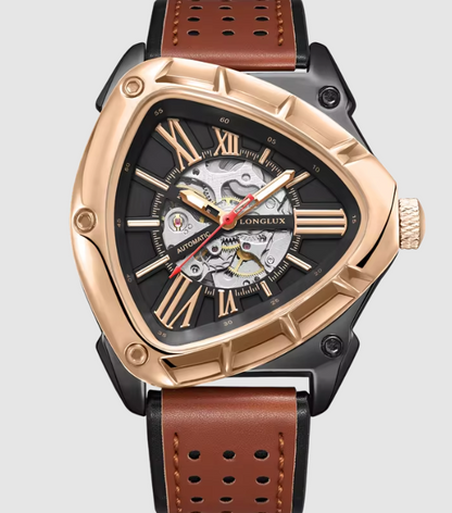 Reloj Automático Mecánico LONGLUX Estilo Triangular Rose Brown