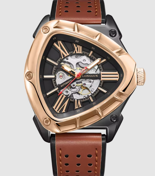 Reloj Automático Mecánico LONGLUX Estilo Triangular Rose Brown