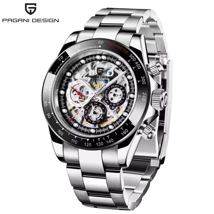 Reloj Automático PAGANI DESIGN Daytona Skeleton Black (PD1653)