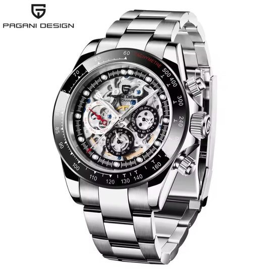 Reloj Automático PAGANI DESIGN Daytona Skeleton Black (PD1653)