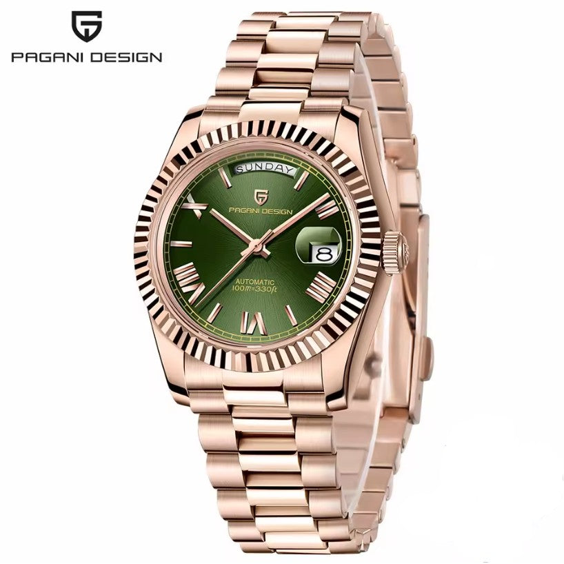 Reloj Automático PAGANI DESIGN Day-Date President Verde Oliva (PD1752)