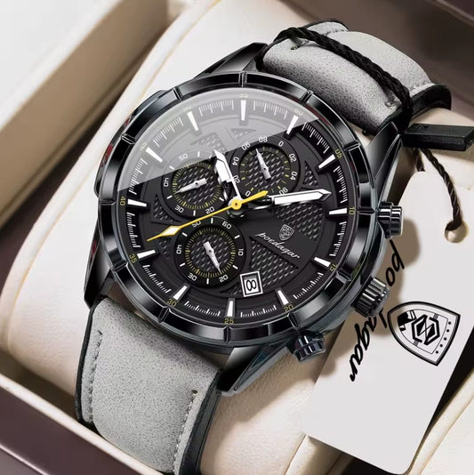 Reloj POEDAGAR Cuero Gris Cronógrafo