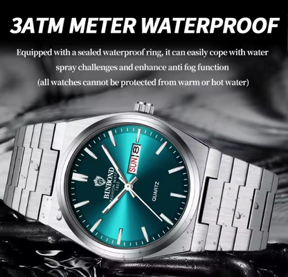 Reloj BINBOND Estilo Ejecutivo Silver Green