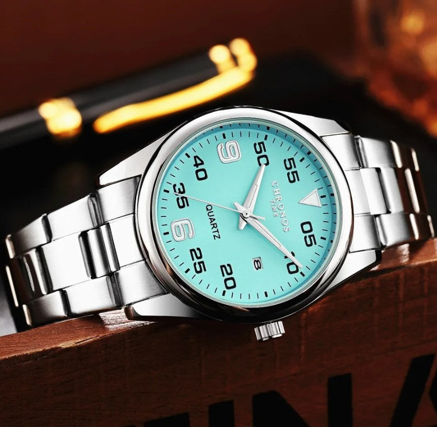 Reloj CHRONOS Celeste Elegante Caballero
