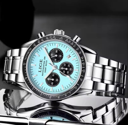 Reloj LIGE Cara Celeste Acero Inoxidable