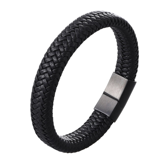 Pulsera de Cuero Magnetic Black 22.5cm